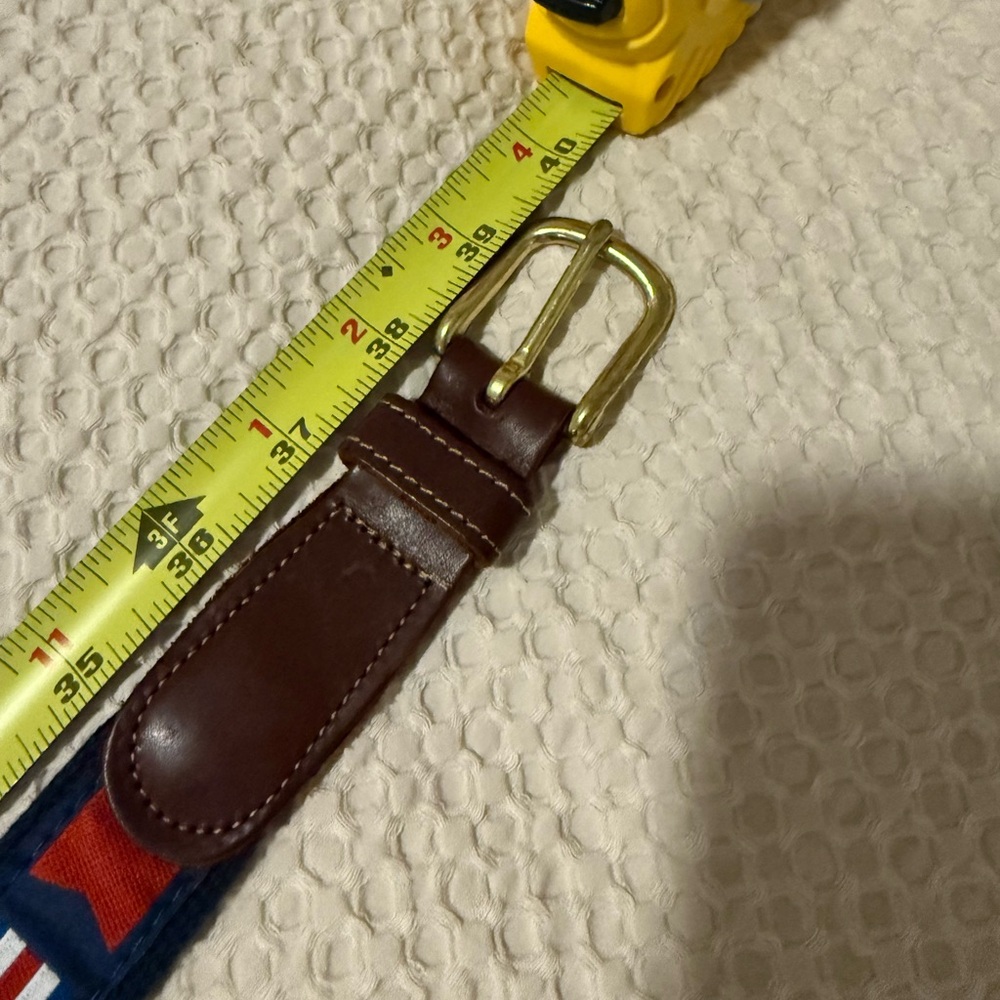 Preston Nautical Code Flag Belt Navy Blue Canvas Premium Leather Made in USA - Picture 5 of 5